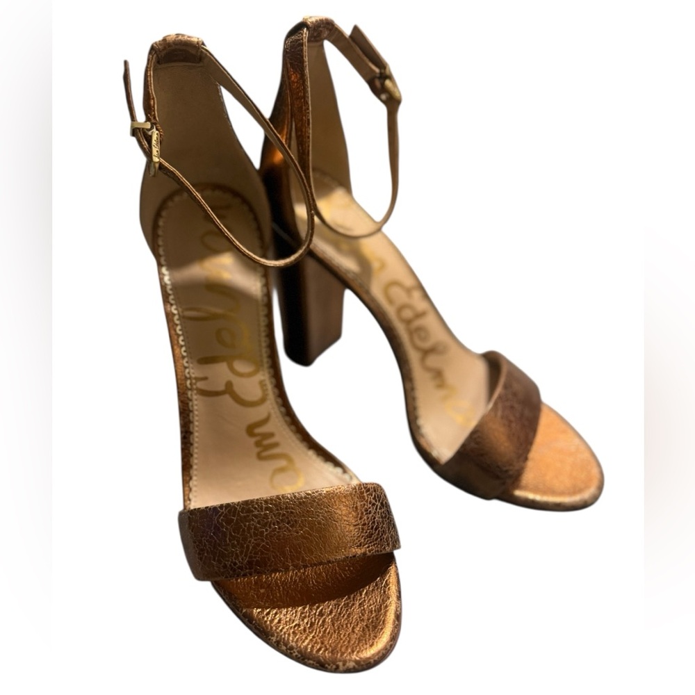 Sam Edelman Yaro Block Heeled Heeled Sandals Copper Bronze Sz. 7